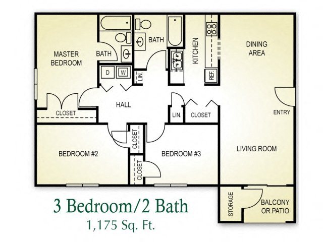 3 Bedroom Floor Plan 3